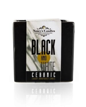 Κεραμικό μαύρο κηροπήγιο με αρωματικό φυτικό κερί