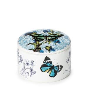 Πορσελάνινο κουτί με μπλε πεταλούδες και κερί