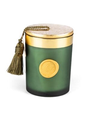 Πράσινο κερί αρωματικό με χρυσά διακοσμητικά