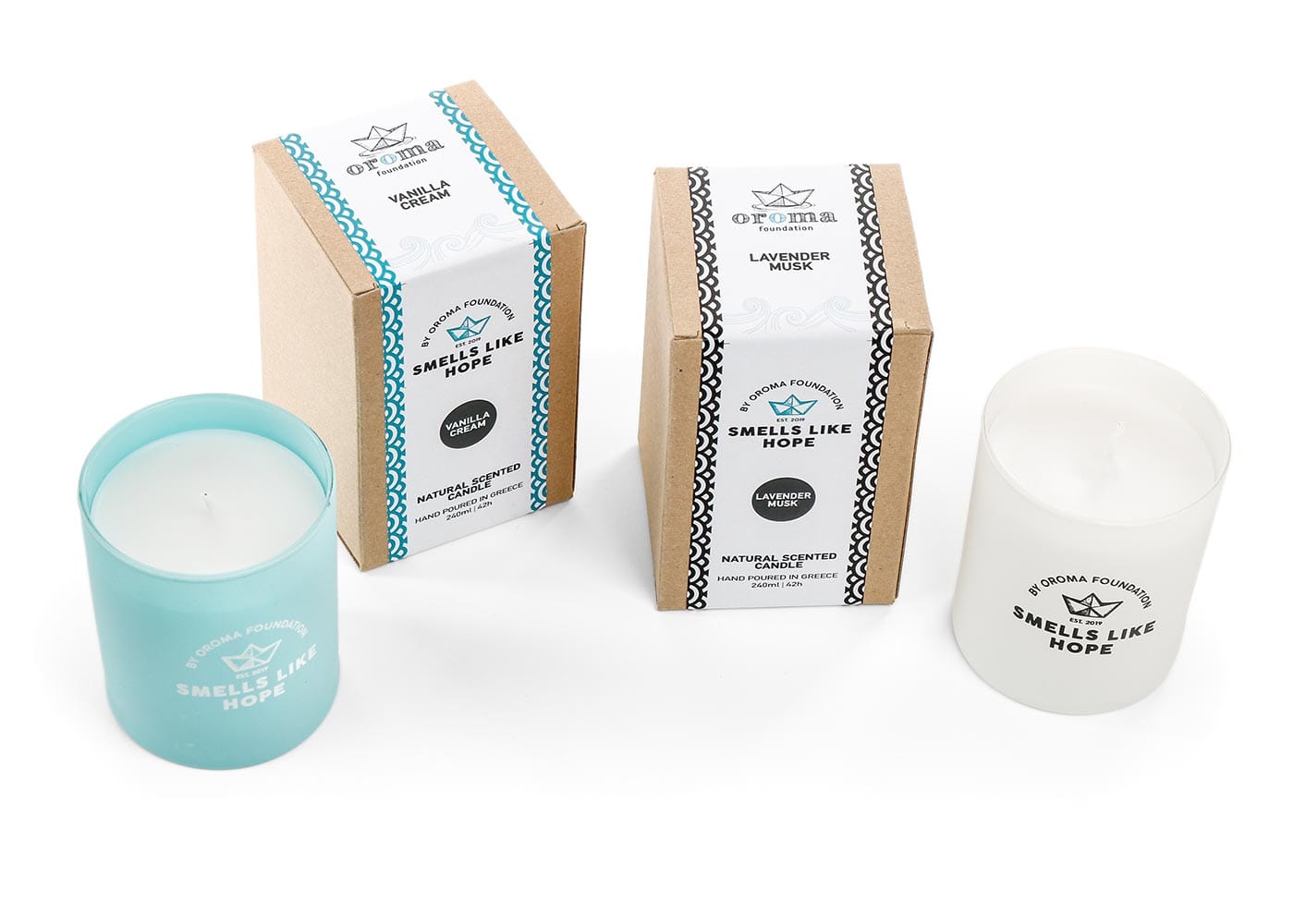 Αρωματικά κεριά βανίλιας και λεβάντας