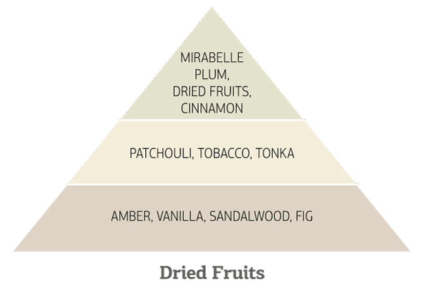 Πυραμίδα αρωμάτων με νότες αποξηραμένων φρούτων