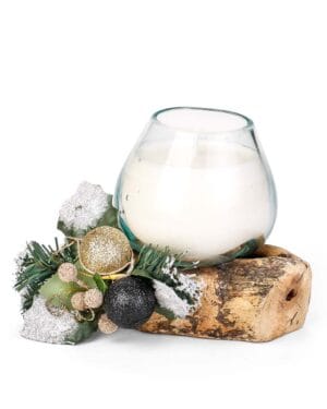 Διακοσμητικό κερί σε γυάλινο βάζο με στολίδια