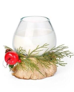 Γυάλινο κερί με χριστουγεννιάτικη διακόσμηση