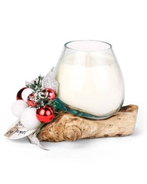 Χριστουγεννιάτικο κερί σε γυάλινο βάζο με διακόσμηση