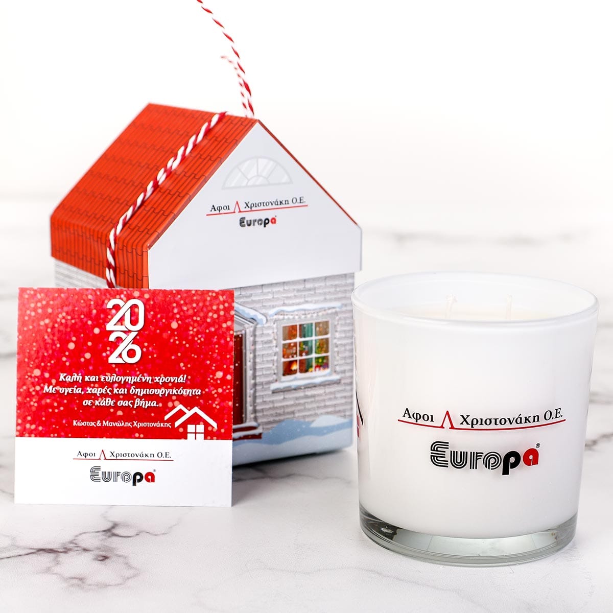 Χριστουγεννιάτικο κερί δώρου με συσκευασία Europa