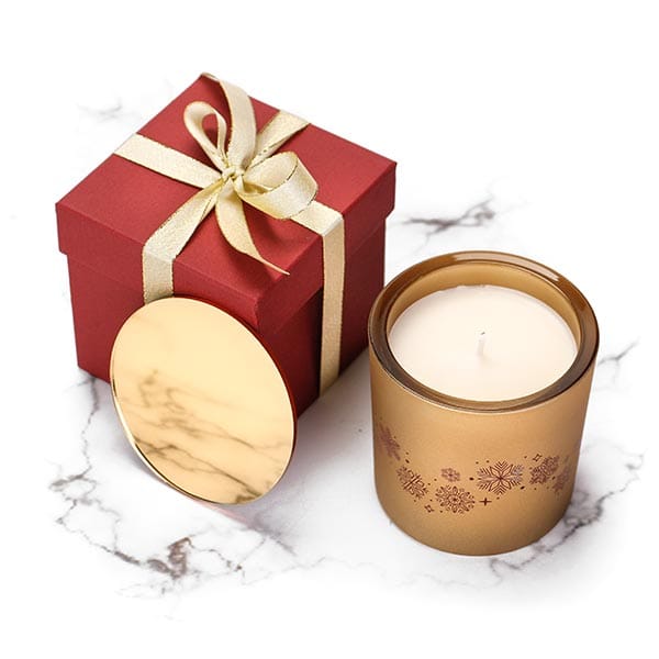 Κερί δώρου με κόκκινο κουτί και χρυσό καπάκι