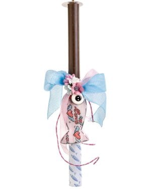 Χειροποίητη πασχαλινή λαμπάδα με κεραμικό μοτίφ - Ψαράκι