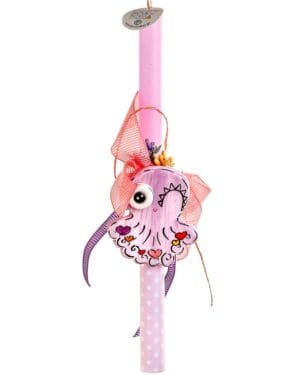 Χειροποίητη πασχαλινή λαμπάδα με κεραμικό μοτίφ - Χταποδάκι