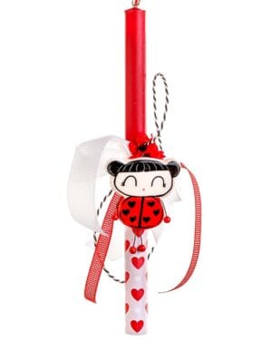 Χειροποίητη πασχαλινή λαμπάδα με κεραμικό μοτίφ - Πασχαλίτσα