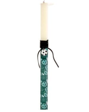 Χειροποίητη πασχαλινή λαμπάδα με κρεμαστό μοτίφ μπάλα ποδοσφαίρου