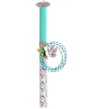 Χειροποίητη πασχαλινή λαμπάδα με κεραμικό γλυπτό λουλούδι