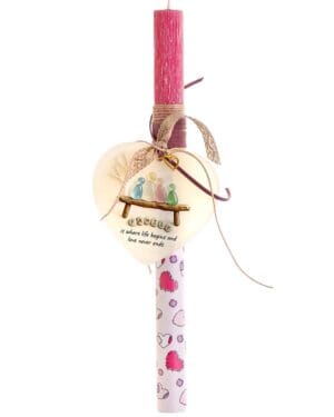 Χειροποίητη πασχαλινή λαμπάδα με καρδιά Family