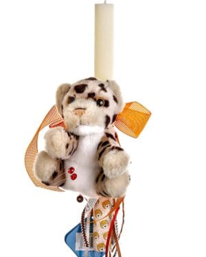 Αγορίστικη πασχαλινή λαμπάδα με λούτρινη λεοπάρδαλη