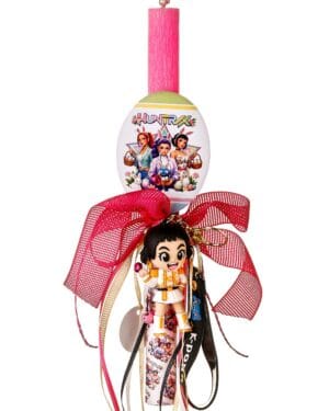 Πασχαλινή λαμπάδα με φιγούρα και ροζ φιόγκο