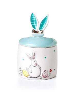 Κεραμικό βαζάκι με λαγουδάκι και καπάκι αυτιά