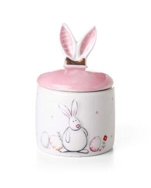 Κεραμικό βαζάκι με αυτιά λαγού και σχέδιο