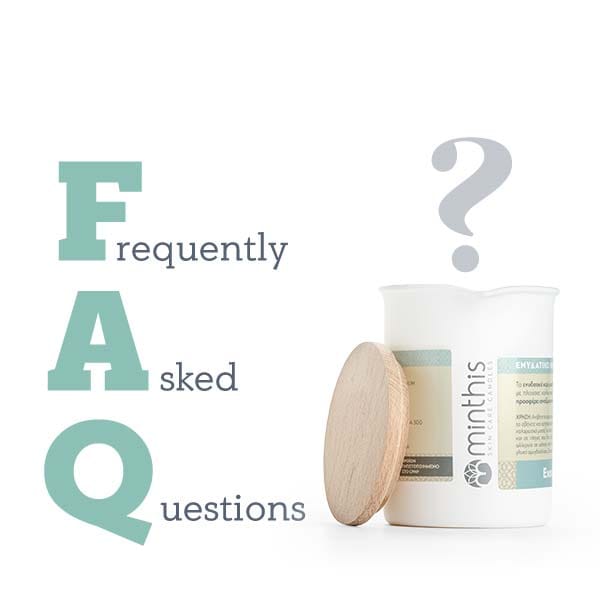 Εικόνα FAQ με καλλυντικό προϊόν και ερωτηματικό