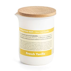 Λευκό βαζάκι κρέμας French Vanilla με ξύλινο καπάκι