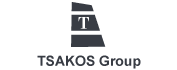 Λογότυπο Tsakos Group με εικονίδιο καμινάδας πλοίου